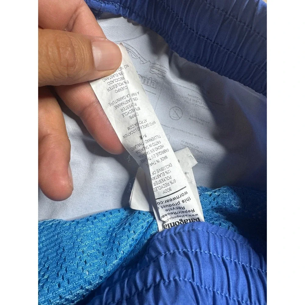 Patagonia Mens Swim Trunks Board Shorts‎ Blue Green Colorblock Elastic Waist M